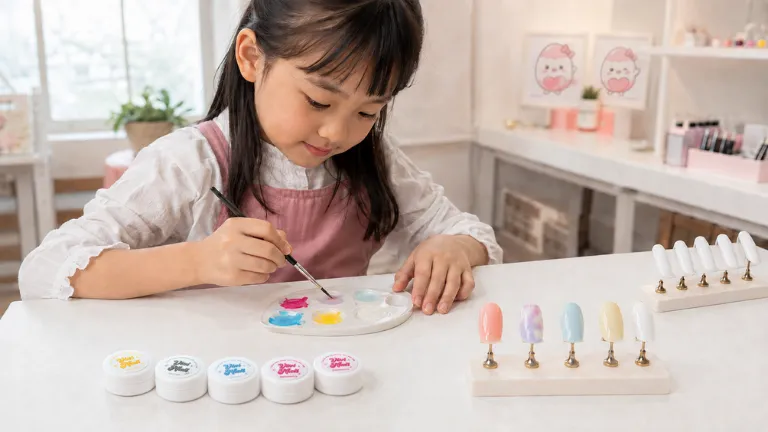 ViViの5色ジェルを使って自分の色を作る子ども